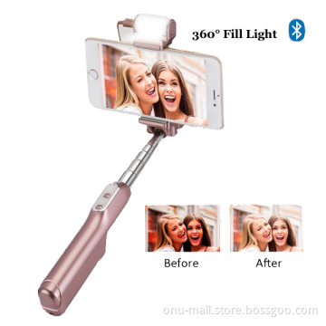 Wholesale Mini Monopod Selfie Stick with Light and Mirror for iPhone for Samsung etc.